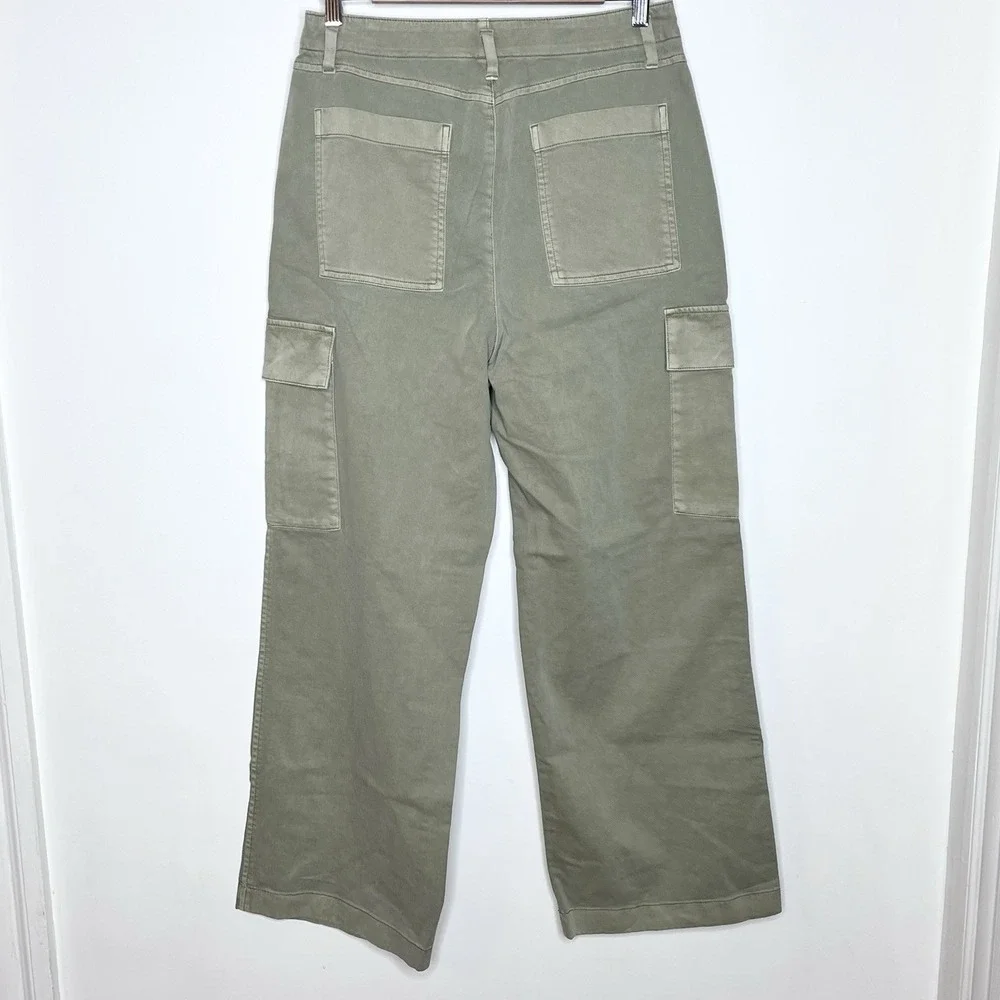 Gap Loose Khaki Cargo Pants Green Womens 10 Baggy Utility Wide Leg Grunge 90s - Picture 5 of 7